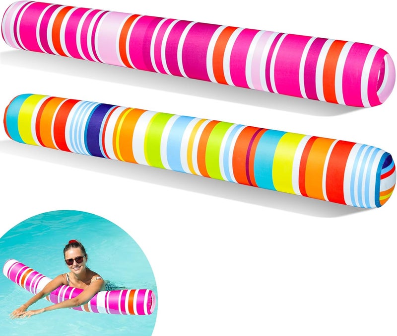 FindUWill Inflatable Swim Pool Noodles, 2 Pack Soft Fabric Covered Large Swim Noodles for Floating, Pool Floats Adult for Pool, Lake, Beach - Image 1